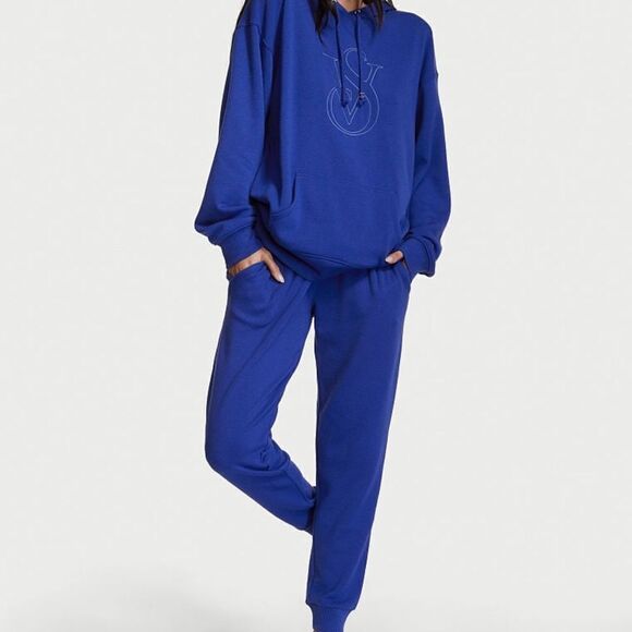 Victorias Secret Supersoft Cotton Fleece MidRise Jogger Pants Constellation Blue - Picture 5 of 8